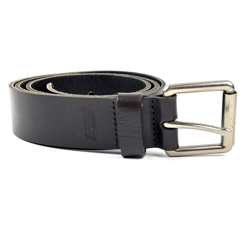 Dickies‎ Leather Belt Mens 40 Brown Genuine Leather Silver Buckle 11GD020027